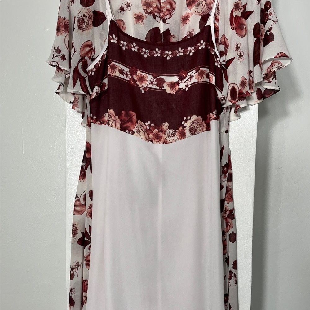 Max Studio Burgundy Floral High Low Dress - Picture 7 of 10
